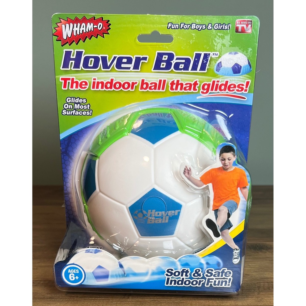 Wham-O Hover Ball Indoor Gliding Soccer Ball Blue Green White As Seen On TV NEW